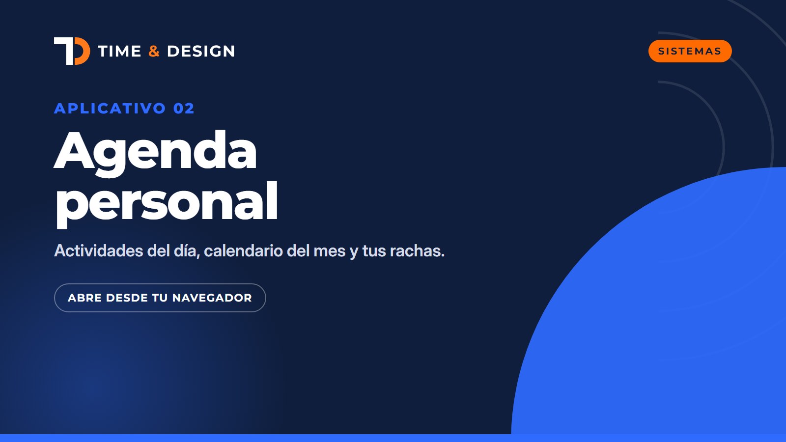 Portada del aplicativo agenda personal