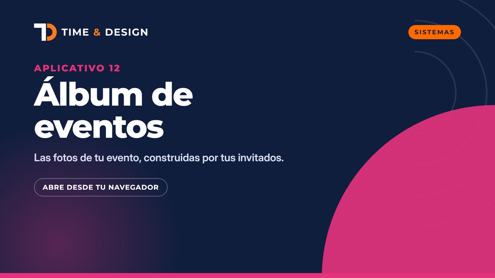 Portada del aplicativo album eventos
