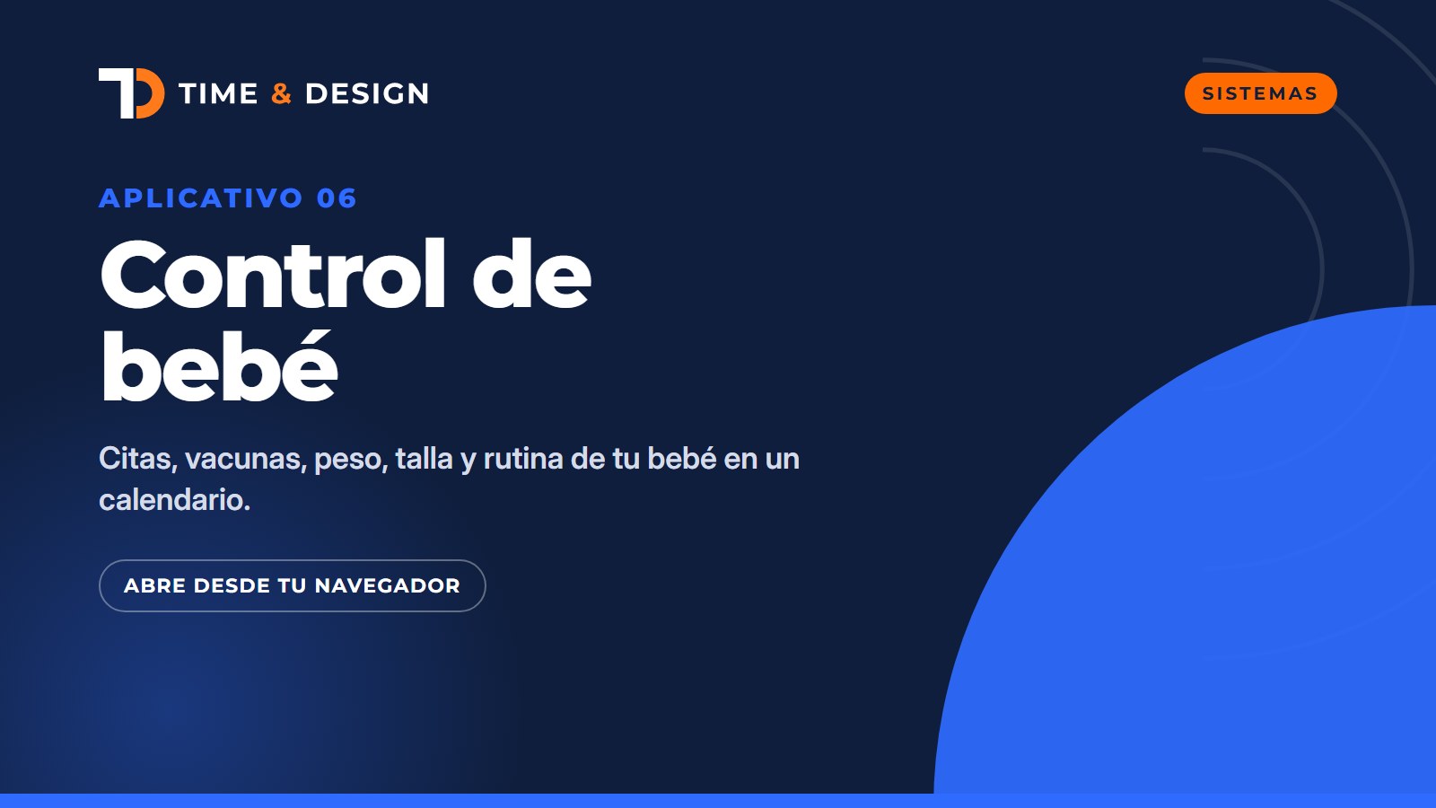 Portada del aplicativo control bebe
