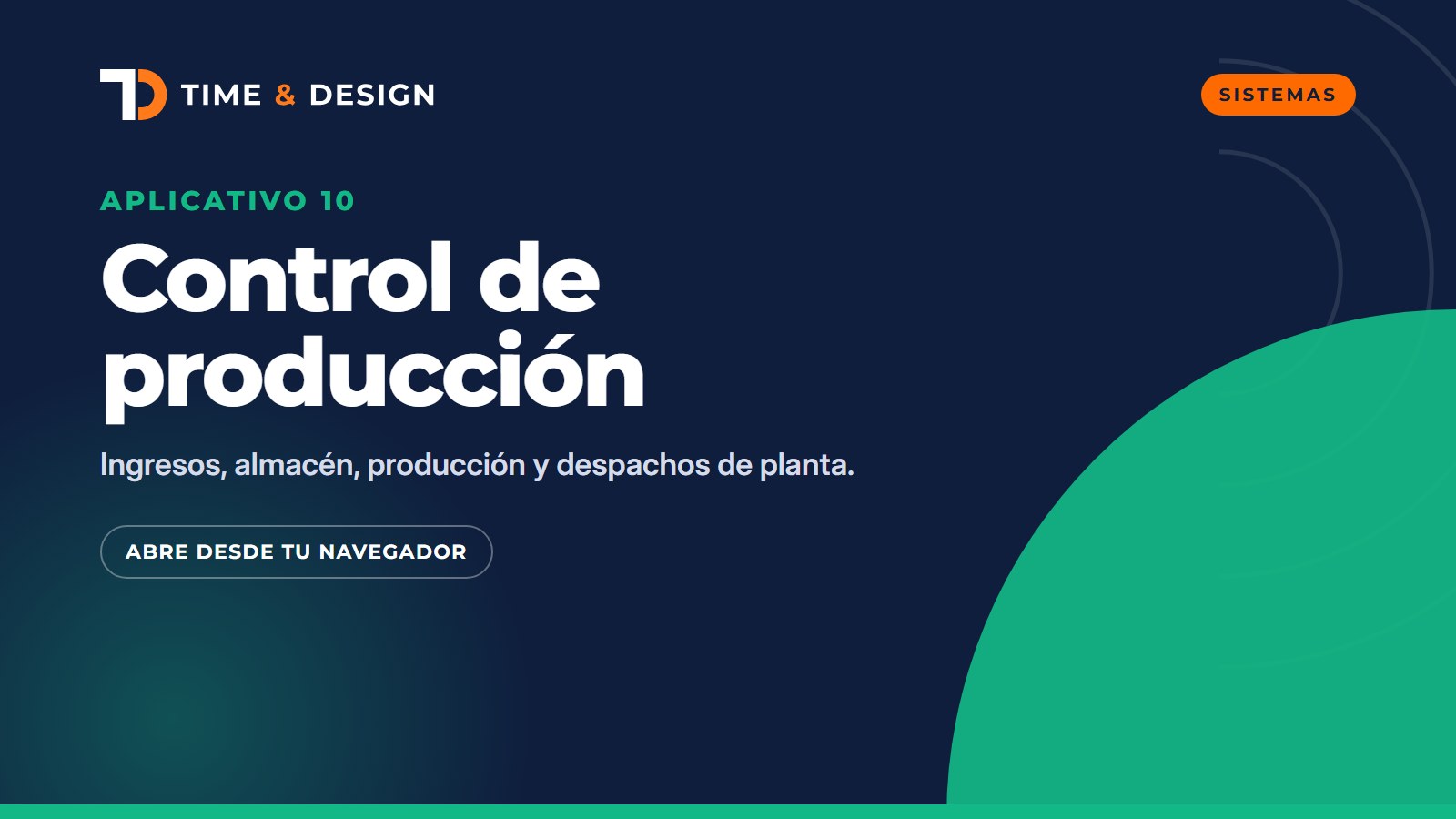 Portada del aplicativo control produccion