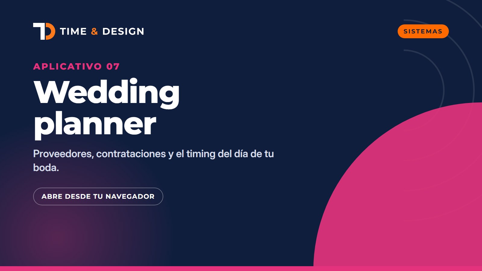 Portada del aplicativo wedding planner